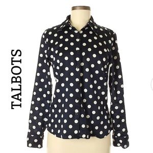 Talbots Polka-dot long sleeve button down, EUC, 14